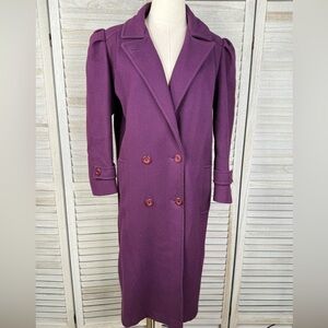 J&H FASHIONS Vintage 80's Women's Double Breasted Wool Overcoat Purple-8